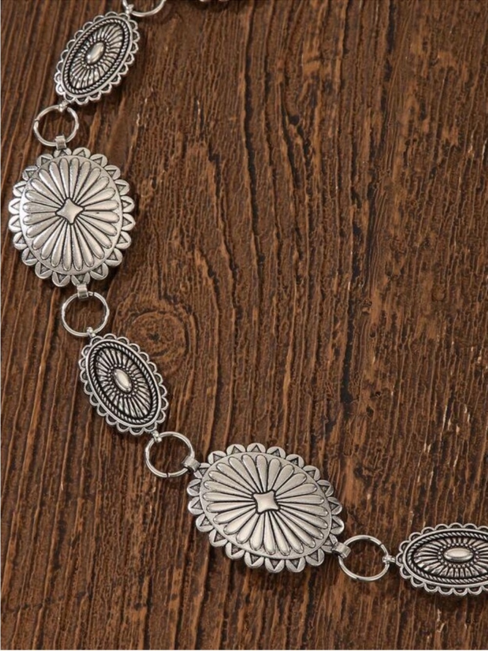 Silver Vintage Concho Chain Belt NEW 🏷️ - Picture 3 of 4